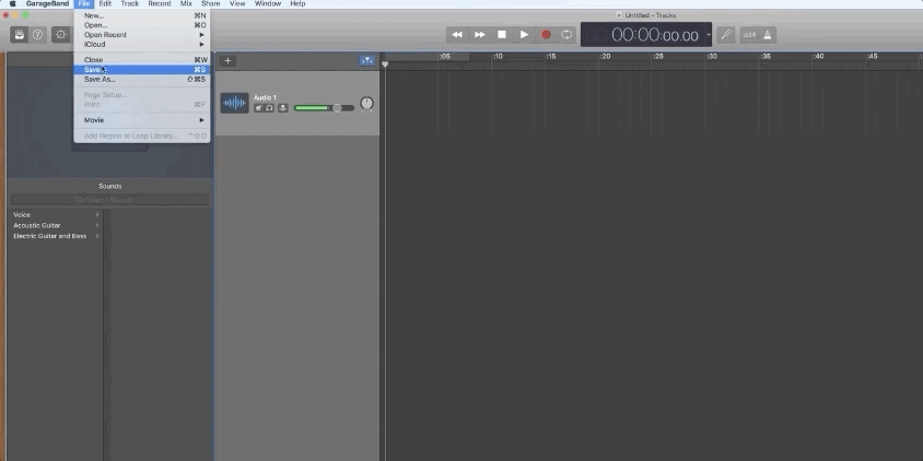 Screenshare of How to Save a Session in Garageband