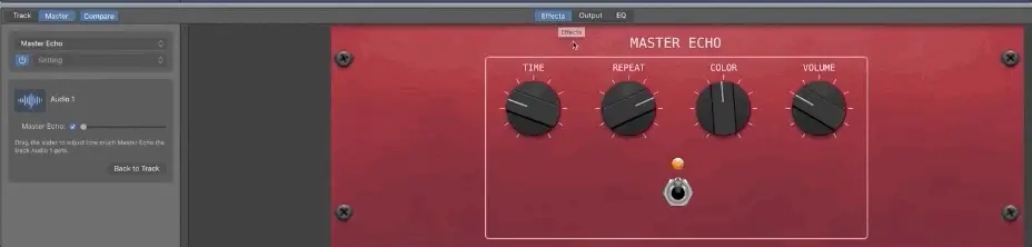 Turn off Master Echo Garageband
