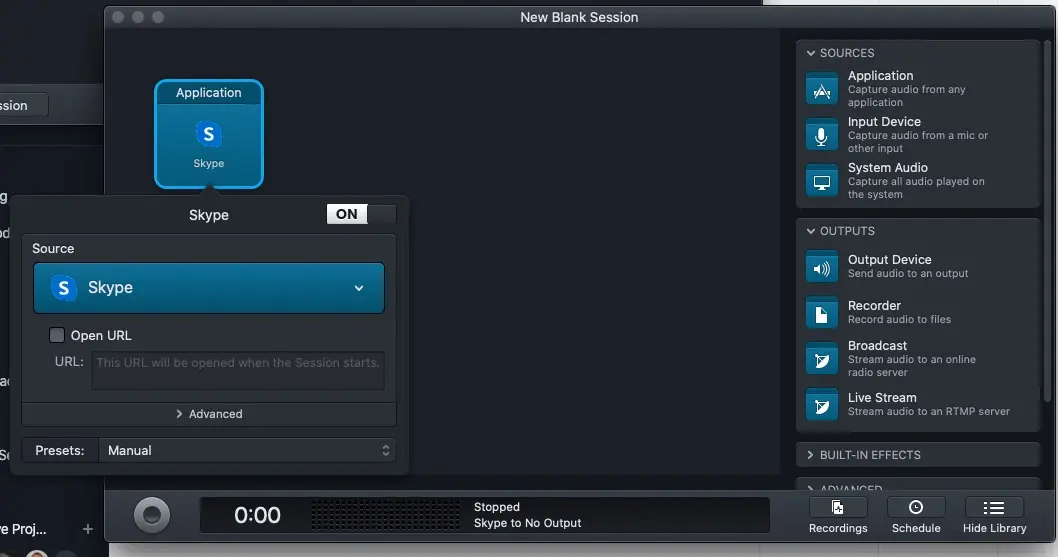 Select Skype in the Applications Section