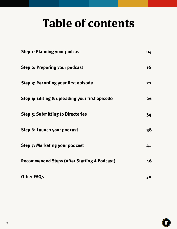 How to start a podcast free guide Table of contents