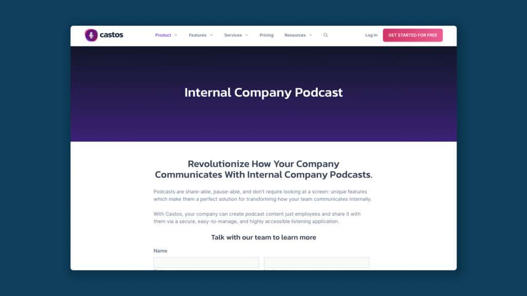 Castos internal company private podcasts