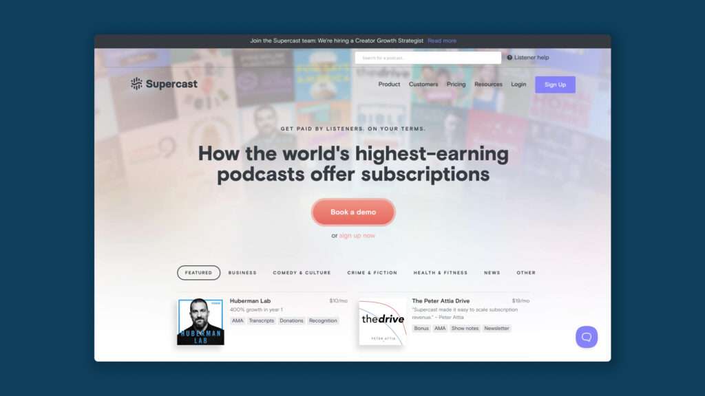 Supercast - private podcasts to monetize your show