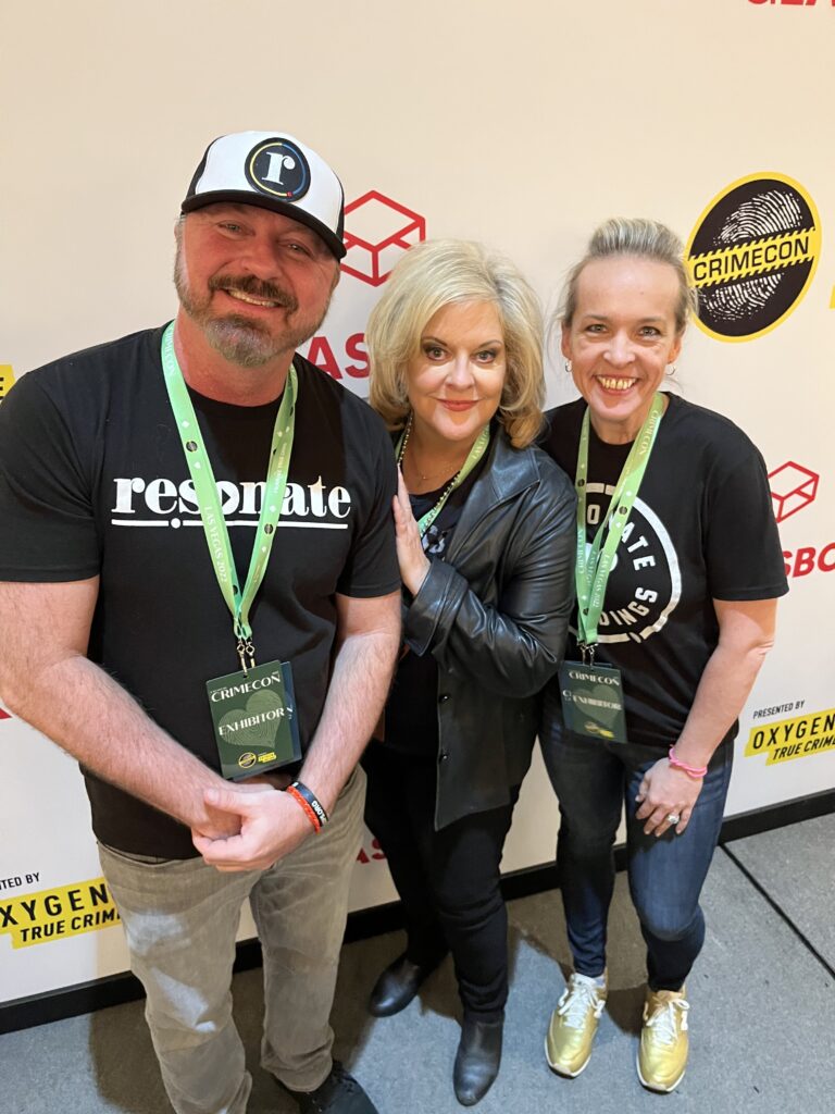 Resonate team meet up with Nancy Grace from CrimeOnline