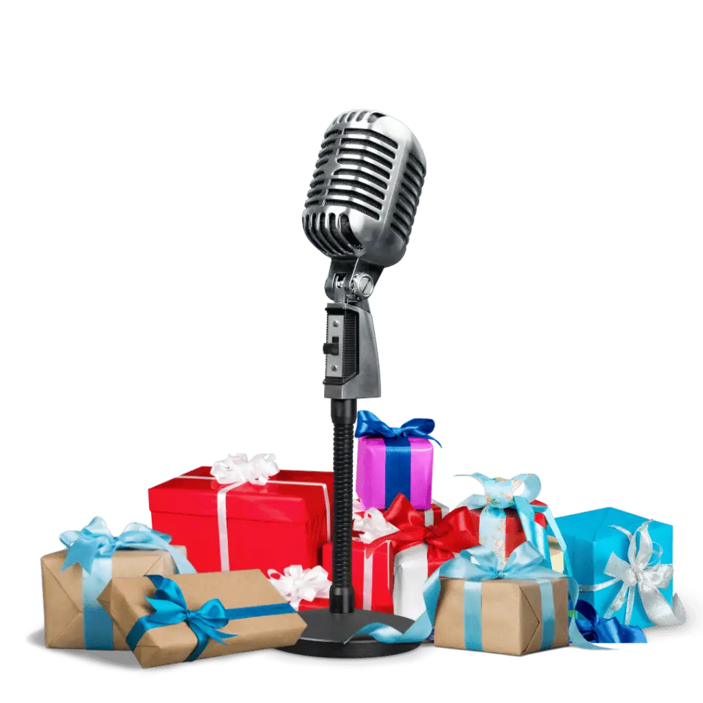 A Microphone and gifts